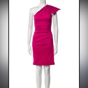 Badgley Mischka Pink One-Shoulder Cocktail Dress